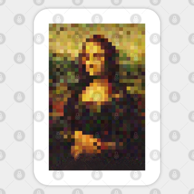 Mona Lisa Pixel Design Tee Sticker by DankFutura